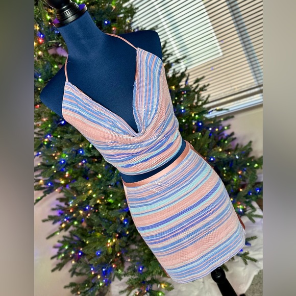 NEW! Ramy Brook Rainbow Chainmail Marisa Exclusive Top & Kate Mini Skirt Set - Picture 6 of 17